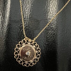 Anthropologie Gold Filigree Pendant Necklace